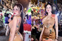 Lên "phố Tây" Bùi Viện, hot girl áo dài khoe vòng 1 đẫy đà