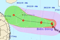 Bão Phanfone duy trì sức mạnh sau 2 ngày vào Biển Đông