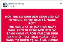 Trẻ chết sau 10 tiếng 'đẻ rơi' ở nhà: Do sinh 'thuận theo tự nhiên'?