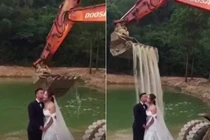 Muốn chụp ảnh cưới bên thác nước, cặp đôi nghĩ ra ý tưởng lạ