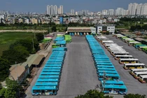 Hàng trăm xe buýt ở Hà Nội chờ ngày lăn bánh trở lại