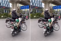 Video: Xe máy công kênh cả người lẫn xe đi vun vút giữa phố