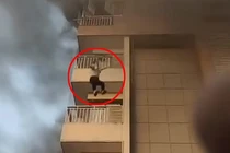 Kinh hãi khoảnh khắc cô gái nhảy từ tầng 5 chung cư đang cháy