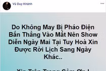 Ca sĩ Vũ Duy Khánh bị pháo điện bắn thẳng vào mắt