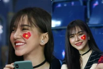 Bạn gái Hoàng Đức khoe eo thon gọn cổ vũ U23 Việt Nam