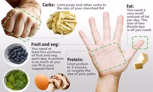 Đo khẩu phần dinh dưỡng chuẩn trong ngày bằng quy tắc nắm tay