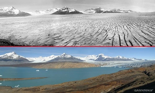 Giật mình cảnh sông băng trước và sau khi tan chảy
