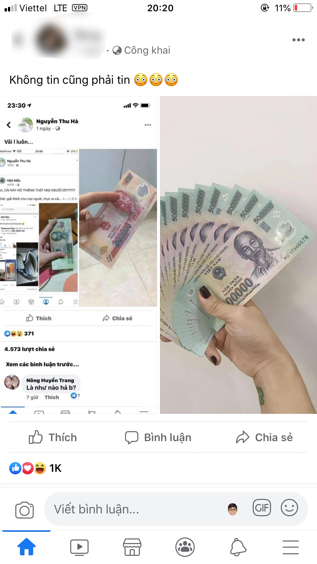 Người dùng Facebook lại mắc lừa trò chia sẻ hình ảnh để nhận tiền