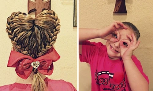 Những kiểu tóc trái tim cực yêu bố trẻ tết cho con gái