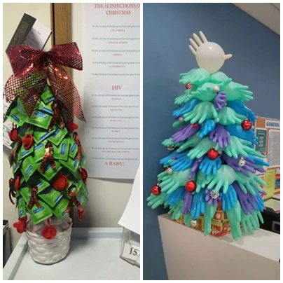 Độc đáo cây thông Noel từ bao cao su, băng vệ sinh