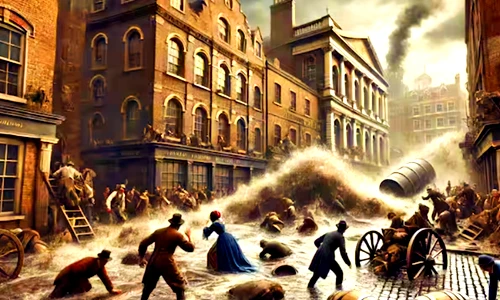 'Trận lũ bia' càn quét London, sóng cao 5m, 8 người mất mạng