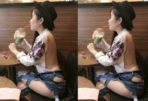 Đỏ mặt trước cô nàng mặc hở quá đà khi đi ăn hàng