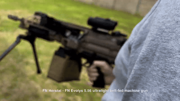 FN Herstal có thể sử dụng hai chân gấp làm bằng vật liệu composite, cho phép bắn hiệu quả từ mọi tư thế.