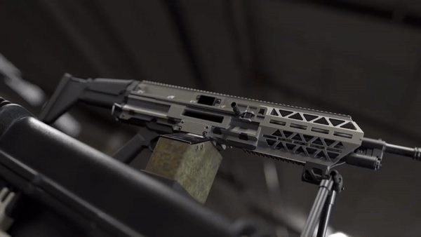 Ở phiên bản sử dụng đạn 5,56 mm súng chỉ nặng 5,5 kg, chiều dài nòng 355 mm, tổng chiều dài khi gập báng là 850 mm và khi mở báng là 950 mm.