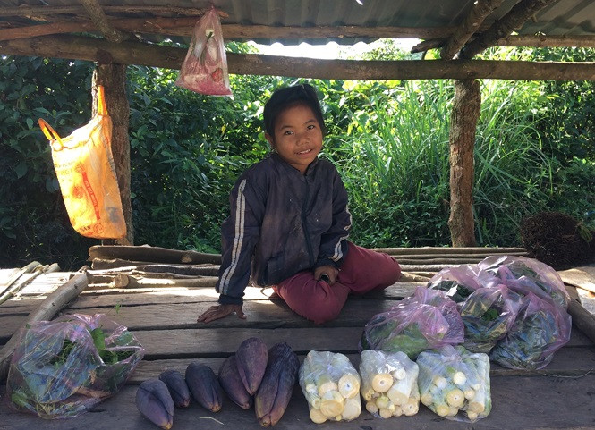 Em Y Niệm (lớp 3, Trường tiểu học Đắk Mông, xã Đắk Trăm, huyện Đắk Tô) cùng chị gái đi lấy măng, hoa chuối rừng từ lúc 6h sáng, sau hơn 3 giờ đồng hồ thì mang lên đèo Măng Rơi bày bán. Mỗi sản vật được chia ra và đóng túi sẵn, bán giá 10 nghìn đồng/túi. Bởi vậy mà chợ tự phát này có tên "chợ 10 nghìn"