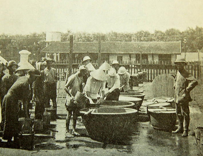 Những chiếc bể chứa mủ cao su.