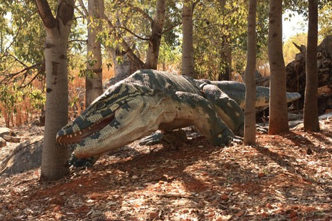 4. Thằn lằn khổng lồ. Ngày nay, rồng Komodo là một loài bò sát đáng sợ và là những con thằn lằn lớn nhất trên hành tinh, nhưng nó sẽ bị lu mờ trước tổ tiên cổ xưa của nó. Các Megalania , còn được gọi là "Giant Ripper Lizard" - thằn lằn khổng lồ.