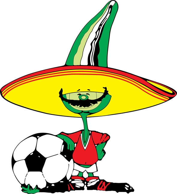 Tại World Cup Mexico1986, linh vật tiếp tục là trái cây. Lần này là Pique, một trái ớt jalapeño, loại gia vị đặc thù trong ẩm thực Mexico. Ảnh: Love Football.