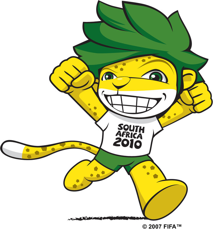 Linh vật của World Cup Nam Phi 2010 là Zakumi, một chú báo hoa mai. Trong tên gọi của Zakumi, "Za" là tên miền của Nam Phi, còn "kumi" là số mười trong nhiều thứ tiếng châu Phi. Ảnh: Brand South Africa.