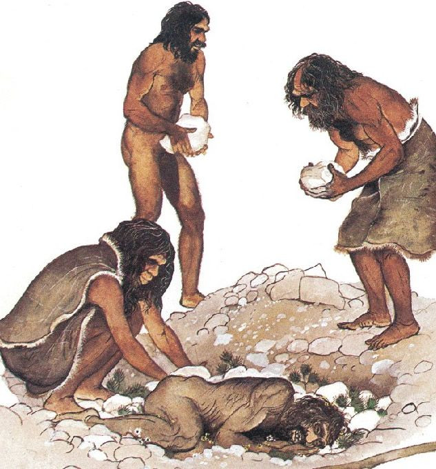 Tâm lý và ngôn ngữ: Một số nghiên cứu chỉ ra rằng người Neanderthal có khả năng phát âm gần giống như con người hiện đại, cho thấy họ giao tiếp với nhau bằng ngôn ngữ. Họ cũng có thể đã có các phong tục tang lễ, cho thấy họ có ý thức về cái chết và sự tồn tại. Ảnh: Pinterest.