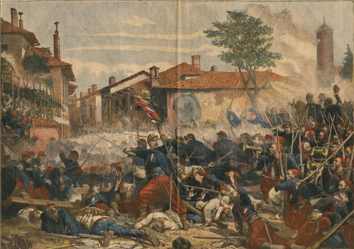 9. Trận Magenta (1859) (Chiến tranh Ý độc lập lần thứ hai). Quốc gia: Áo vs. Pháp và Sardinia. Số thương vong: Khoảng 16.000 người. Ý nghĩa: Góp phần quan trọng vào sự thống nhất nước Ý và làm suy yếu quyền lực của Đế quốc Áo ở châu Âu. Ảnh: Pinterest.