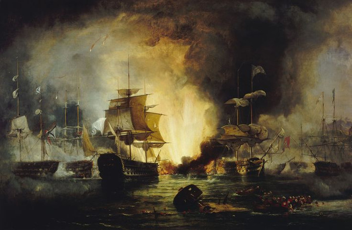 13. Trận Navarino (1827) (Chiến tranh giành độc lập Hy Lạp). Quốc gia: Liên minh Anh, Pháp, Nga vs. Đế quốc Ottoman và Ai Cập. Số thương vong: Khoảng 6.000 người. Ý nghĩa: Chiến thắng quyết định của các cường quốc châu Âu, dẫn đến sự độc lập của Hy Lạp khỏi Đế quốc Ottoman. Ảnh: Pinterest.