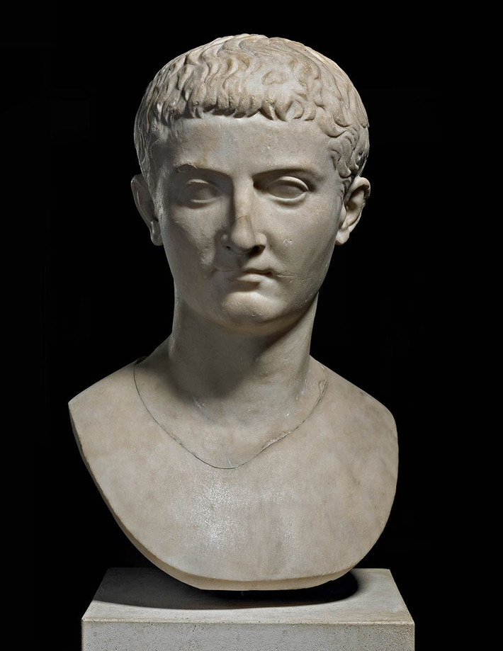 5. Hoàng đế Tiberius (42 TCN - 37 SCN, Đế chế La Mã). Tiberius khi về già được mô tả là trở nên hoang tưởng và tàn nhẫn. Ông đã sống ẩn dật ở Capri, nơi diễn ra những cuộc vui chơi dâm đãng và ra lệnh hành quyết hàng loạt những người bị nghi ngờ phản loạn. Ảnh: Pinterest.
