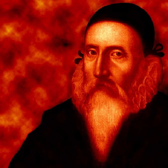 4. John Dee (1527–1608/09). John Dee là một nhà toán học, thiên văn học và triết học nhưng đồng thời cũng là một nhà giả kim và chiêm tinh học. Ông thường xuyên tổ chức các cuộc trò chuyện với linh hồn và cố gắng tìm cách giao tiếp với thiên thần để hiểu về vũ trụ. Ảnh: Pinterest.