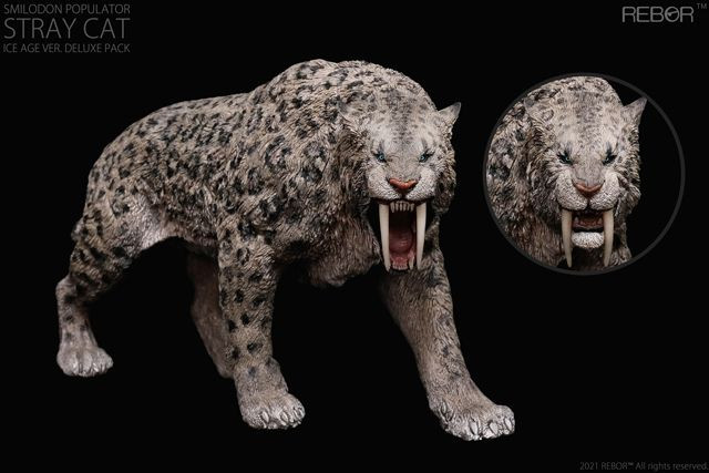 2. Cọp răng kiếm (Smilodon). Cọp răng kiếm nổi bật với hai chiếc răng nanh dài sắc nhọn, có thể dài đến 18-20 cm. Nặng từ 160 đến 280 kg, tương tự hoặc thậm chí lớn hơn sư tử hiện đại, loài này là một trong những kẻ săn mồi lớn nhất thời kỳ Băng hà. Ảnh: Pinterest.