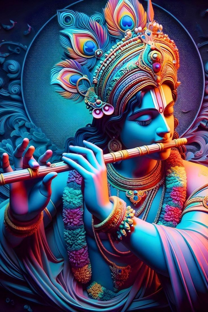 11. Krishna – Hóa thân của Vishnu. Krishna là hóa thân thứ tám của Vishnu và là một trong những vị thần được thờ cúng nhiều nhất. Ông được biết đến với sự thông thái và tính cách dí dỏm, cũng như tình yêu của ông với Radha. Vị thần này đóng vai trò quan trọng trong sử thi "Mahabharata". Ảnh: Pinterest.Ảnh: Pinterest.