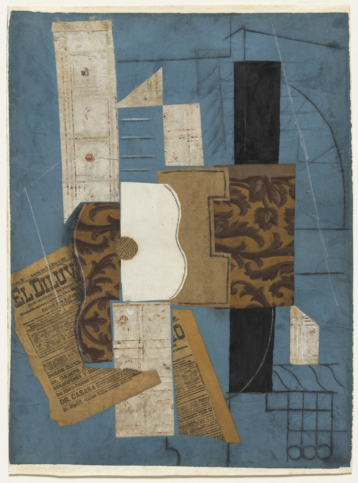 12. Guitar (1913) – Pablo Picasso. Tác phẩm này đánh dấu sự đột phá của chủ nghĩa lập thể tổng hợp. Picasso đã cắt ghép và kết hợp các vật liệu khác nhau để tạo ra hình ảnh một cây đàn guitar trừu tượng. Ảnh: Pinterest.