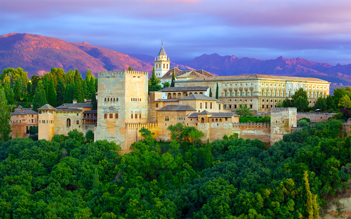 4. Lâu đài Alhambra (Tây Ban Nha). Nằm ở Granada, lâu đài Alhambra là một kiệt tác kiến trúc Hồi giáo với các khu vườn xinh đẹp và chi tiết tinh xảo. Lâu đài này là minh chứng cho nền văn hóa Moorish thời Tây Ban Nha nằm dưới sự cai trị của đạo Hồi. Ảnh: Pinterest.