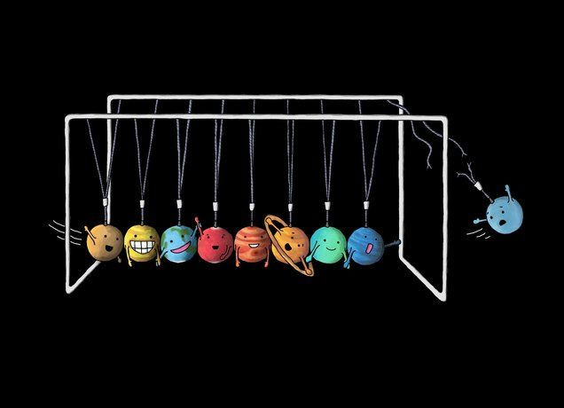 4. Lý thuyết về lực hấp dẫn của Newton (1687). Isaac Newton đưa ra định luật vạn vật hấp dẫn, giải thích lực kéo giữa các thiên thể trong không gian. Đây là cơ sở cho việc hiểu cách các hành tinh quay quanh Mặt Trời và cách thiên thể tương tác với nhau. Ảnh: Pinterest.