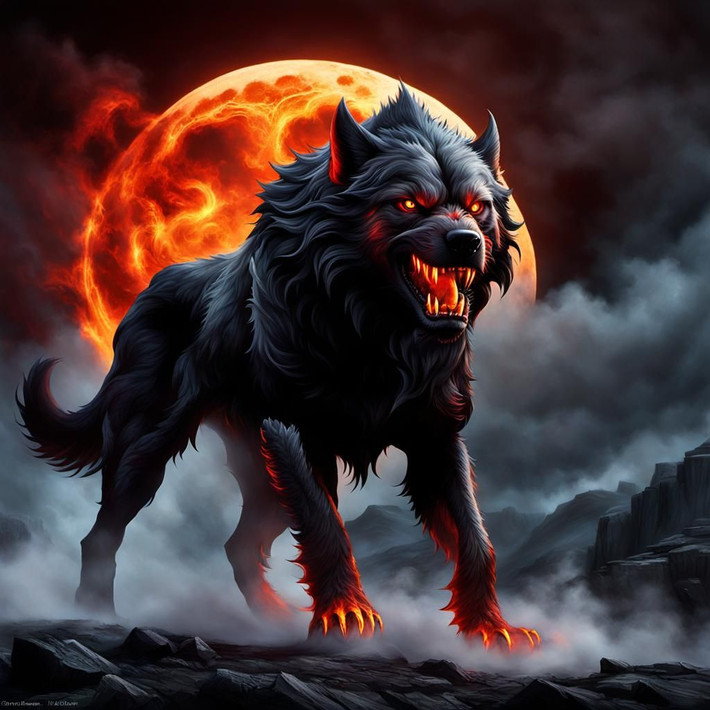 12. Garmr. Miêu tả: Con chó khổng lồ canh giữ lối vào Helheim, vương quốc của Hel. Sức mạnh: Sức mạnh to lớn và bảo vệ cổng địa ngục. Ảnh: Pinterest.