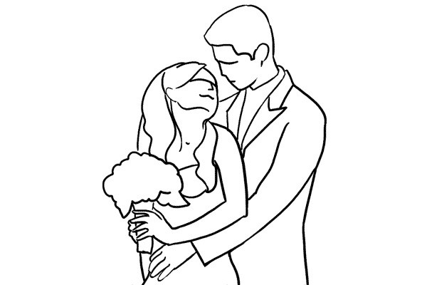 5. Một bức ảnh đẹp chụp chú rể ôm cô dâu từ phía sau. Cặp vợ chồng mới cưới có thể nhìn nhau lãng mạn hoặc nhìn thẳng vào máy ảnh. Hoặc họ có thể hôn nhau để tạo cảm xúc cho bức ảnh.