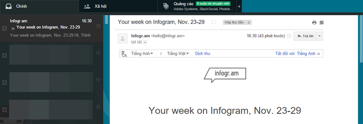 4. Đánh dấu lại email để truy cập nhanh. Đây là tính năng đơn giản nhưng cực hữu dụng. Cũng trong phần thiết lập Lab, chọn Bật ở tính năng Liên kết nhanh -> Lưu thay đổi. Sau này, khi đang xem một email bất kỳ mà muốn lưu lại nó để truy cập nhanh sau này, bạn chỉ cần bấm vào nút Liên kết nhanh ở cột bên trái -> nhập một cái tên bất kỳ cho liên kết -> OK. Tất cả các email được lưu sẽ nằm ở cột Liên kết nhanh bên trái trang web và bạn có thể truy cập bất kỳ lúc nào. Lưu ý liên kết nhanh không hoạt động ở chế độ Preview Panel.