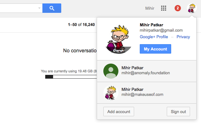 5. Đổi URL để chuyển đổi tài khoản Gmail nhanh hơn. Bên cạnh việc nhấp vào avatar của bạn rồi chọn địa chỉ email cần chuyển đổi thì bạn có thể thực hiện thủ thuật sau: Trên thanh URL, thay đổi con số được gạch đỏ trong hình phía dưới thành 0, 1, 2, 3… theo thứ tự mà các tài khoản Gmail được hiển thị trong phần chuyển tài khoản.