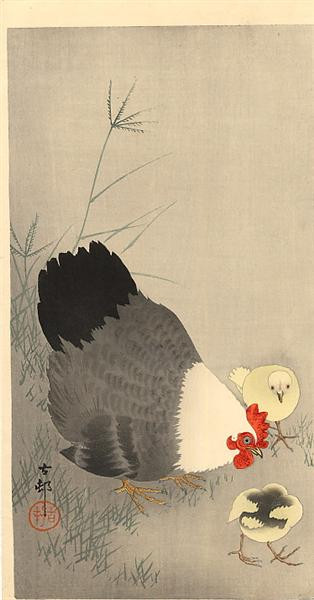 Gà mẹ và hai con.