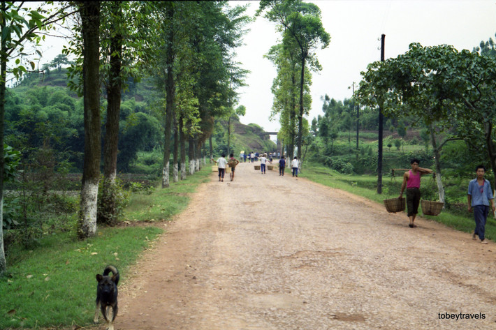 Trên con đường nông thôn ở huyện Đại Túc, tỉnh Trùng Khánh, Trung Quốc năm 1984. Ảnh: Tobeytravels Flickr