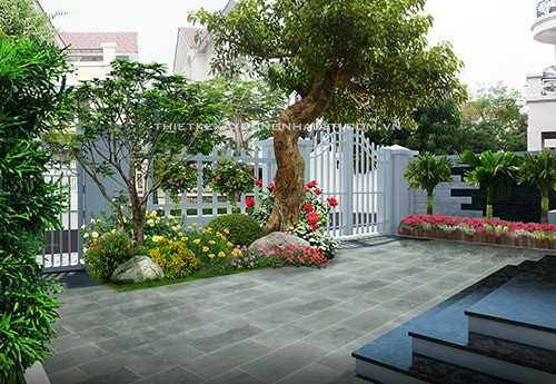 Mọi phong cách thiết kế nhà đẹp đều có thể ứng dụng trồng cây xanh. Chỉ cần bạn tìm được loại cây để trồng cây trước cổng nhà có hình dáng, kích thước, màu sắc phù hợp với tổng thể thiết kế kiến trúc.