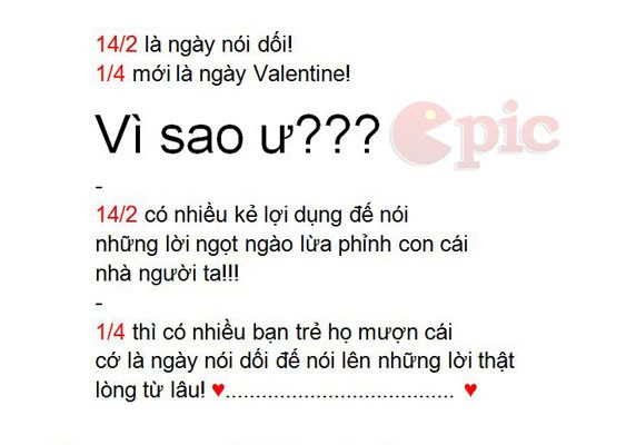 14/2 mới là ngày nói dối, không phải 1/4?