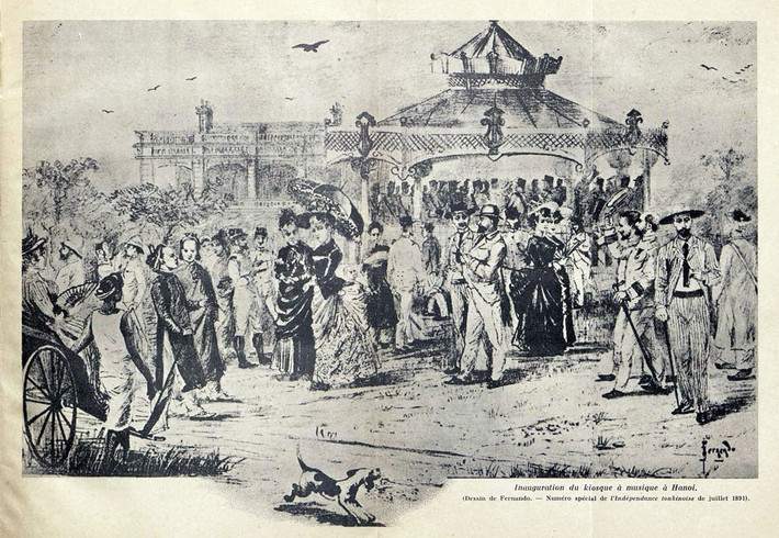 Lễ khánh thành nhà kèn ở vườn hoa Paul Bert, Hà Nội năm 1891.