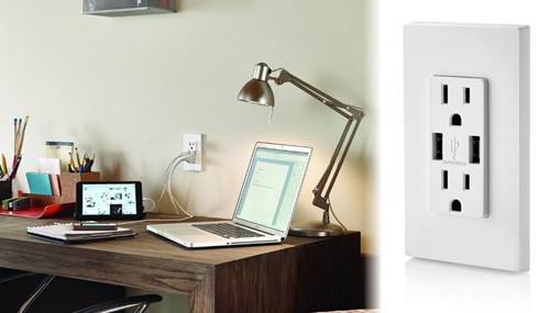 2. Leviton Power. Thay vì sở hữu bộ sạc USB riêng biệt, tại sao bạn không sạc trực tiếp các thiết bị vào ổ điện? Mô hình này được thiết kế bởi Leviton với hai cổng USB, một đầu ra phù hợp với dòng điện 3,6 ampe, được gắn trực tiếp vào ổ điện.
