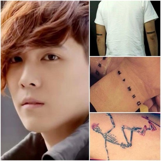 Mặc dù sở hữu một khuôn mặt thiên thần nhưng Lee Hong Ki lại được biết đến như là ca sĩ nhạc rock nên những hình xăm của anh cũng rất cá tính và ấn tượng. Trên khuỷu tay của anh là hình bộ xương người đang trượt ván. Ngoài ra anh còn xăm chữ Freedom lên hai cánh tay và biểu tượng âm nhạc lên hai cổ tay của mình.