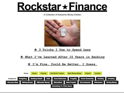 5. Rockstar Finance. "J Money", người sáng lập Rockstar Finance, thu thập những bài viết hay nhất về tiền bạc của nhiều tác giả và blogger tài chính cá nhân, rồi chia sẻ trên trang Rockstar Finance này. Bạn có thể đăng ký bằng email để được cập nhật liên tục những thông tin từ trang web này.