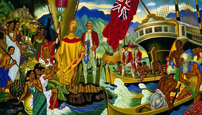 Cook và thủy thủ đoàn của ông đã được chào đón bởi người Hawaii bản địa, những người đã bị mê hoặc bởi các con tàu của châu Âu và việc sử dụng sắt của họ. Cook nuôi đoàn tàu của mình bằng cách đổi kim loại lấy các sản vật địa phương.