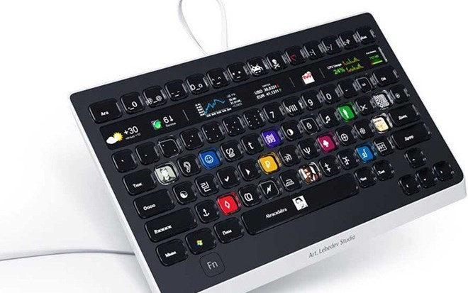 Mỗi phím của Optimus Popularis đều có hình ảnh trên đó. Giá của chiếc bàn phím độc đáo này là 2.554 USD