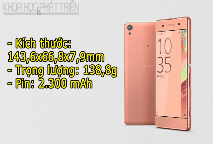 Điện thoại Sony Xperia XA sử dụng chất liệu kim loại nguyên khối.