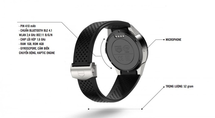 Máy cũng hỗ trợ nhiều công nghệ phổ biến trên smartwatch hiện tại, pin đủ dùng 1 ngày.