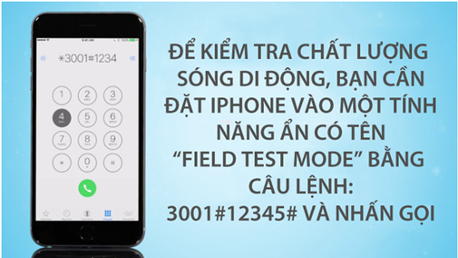 3. Kiểm tra độ mạnh – yếu của sóng điện thoại. Nhấn “mật mã” theo hướng dẫn như trên